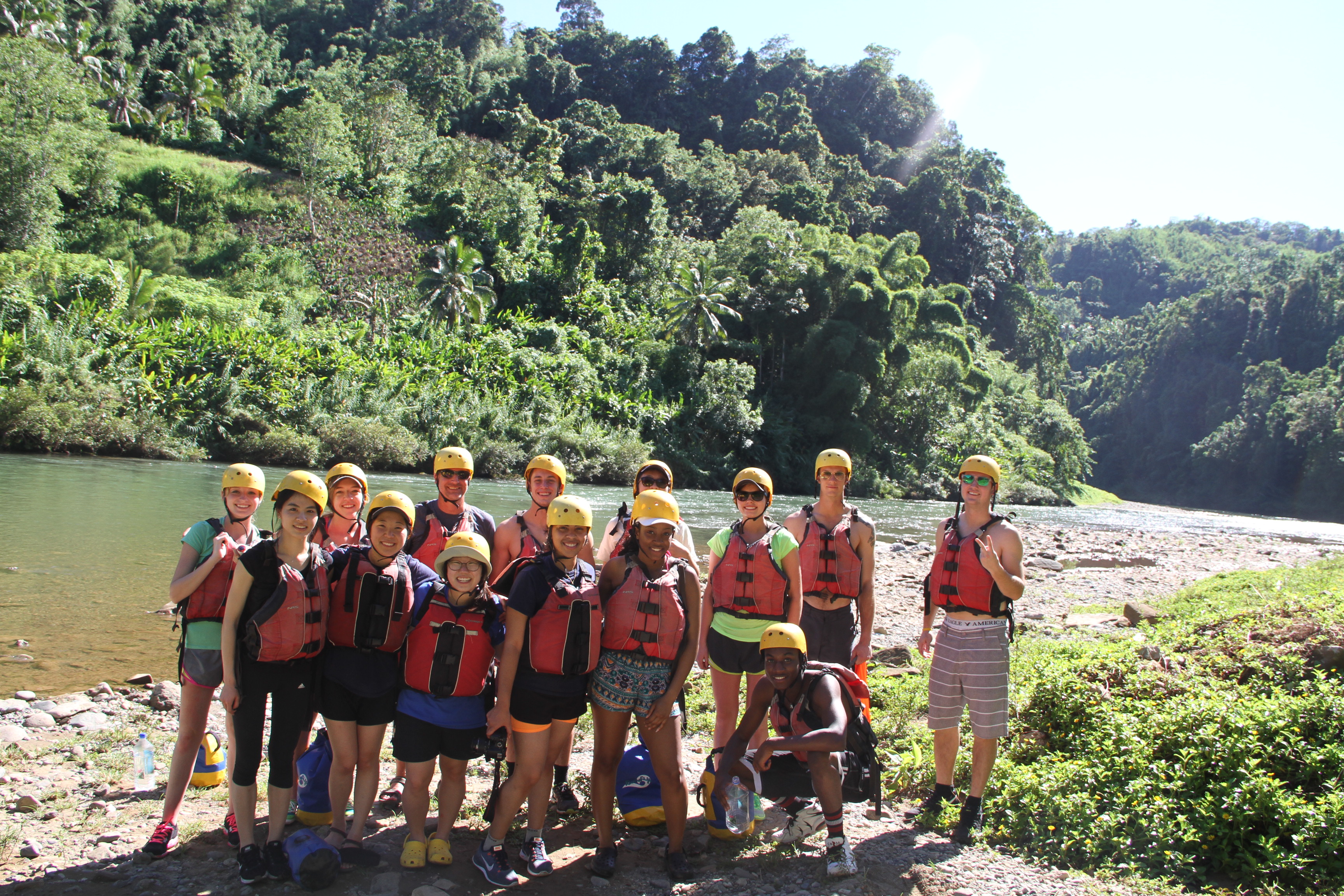 Group photo alongside the Navua River