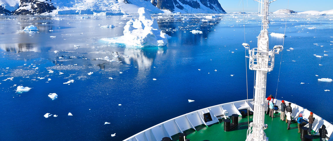 view of Antarctica from ship