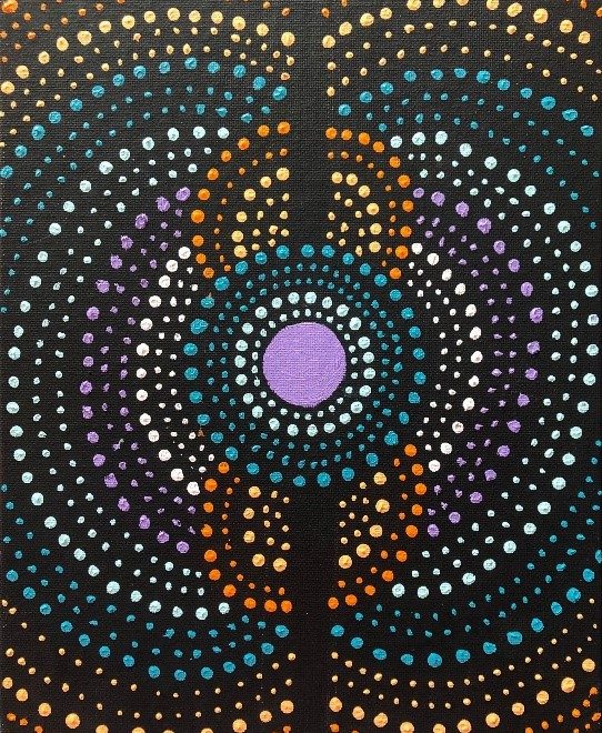 Finished “Frog” painting created based off of Aboriginal story telling symbols