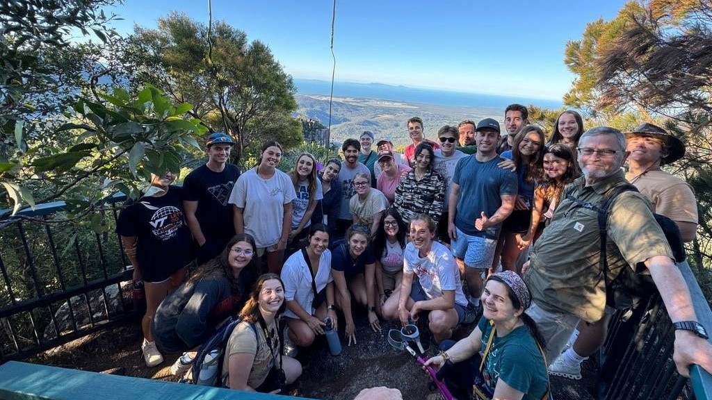 Photo of Virginia Tech students and instructors on a rainforest walk in Hidden Valley